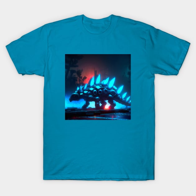 Robotic Cyber Stegosaurus Roams a City T-Shirt by Star Scrunch